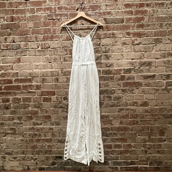 Jonathan Simkhai Serenity White Rayon/Nylon Halter Jumpsuit Size Small - Picture 6 of 13